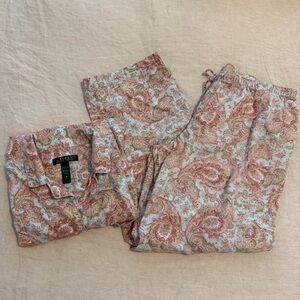 LAUREN Ralph Lauren Paisley Cotton Pajama Set Pink/Tan/Blue Great Condition :)
